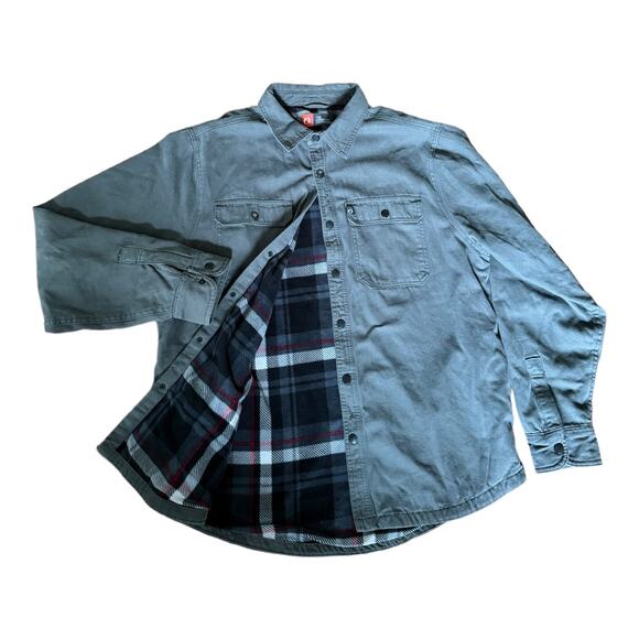 The American Outdoorsman Men's gray & plaid Fleece Lined Shirt size large - Picture 2 of 16